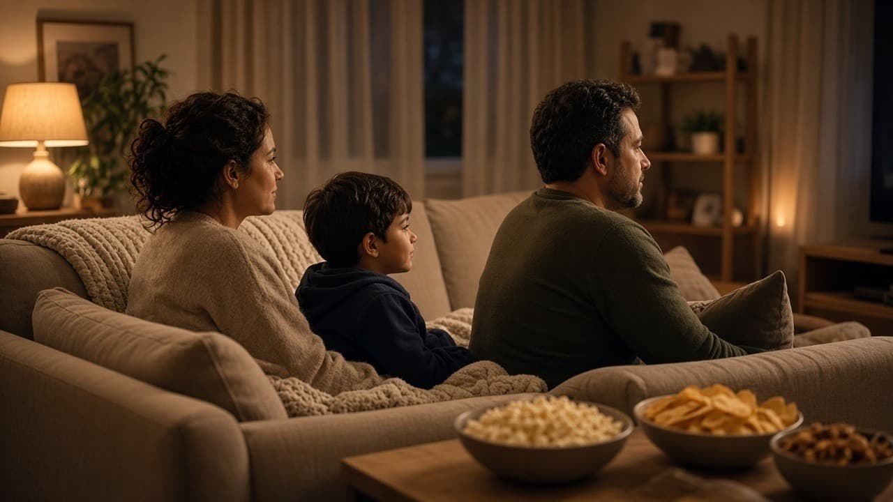 IPTV para familias España — varias pantallas y hábitos Familia en el salón — IPTV para familias España