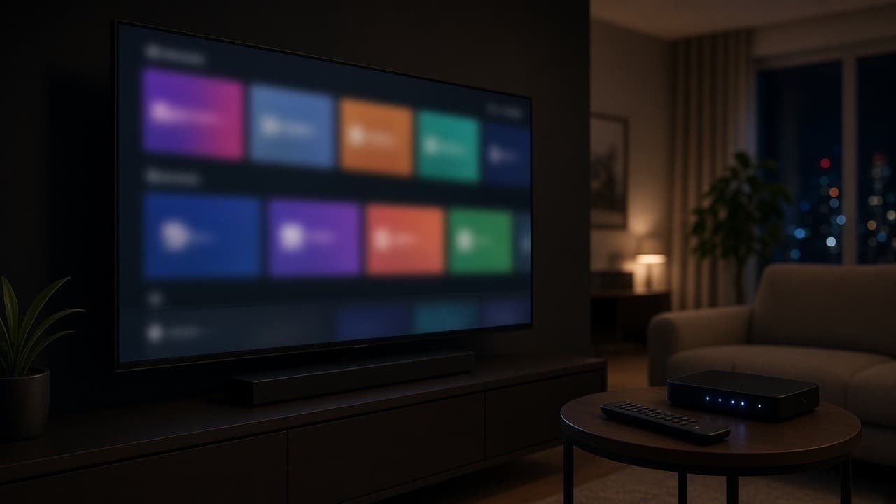IPTV vs TV por cable España — Movistar, Orange y Vodafone Salón con Smart TV — IPTV España vs TV por cable