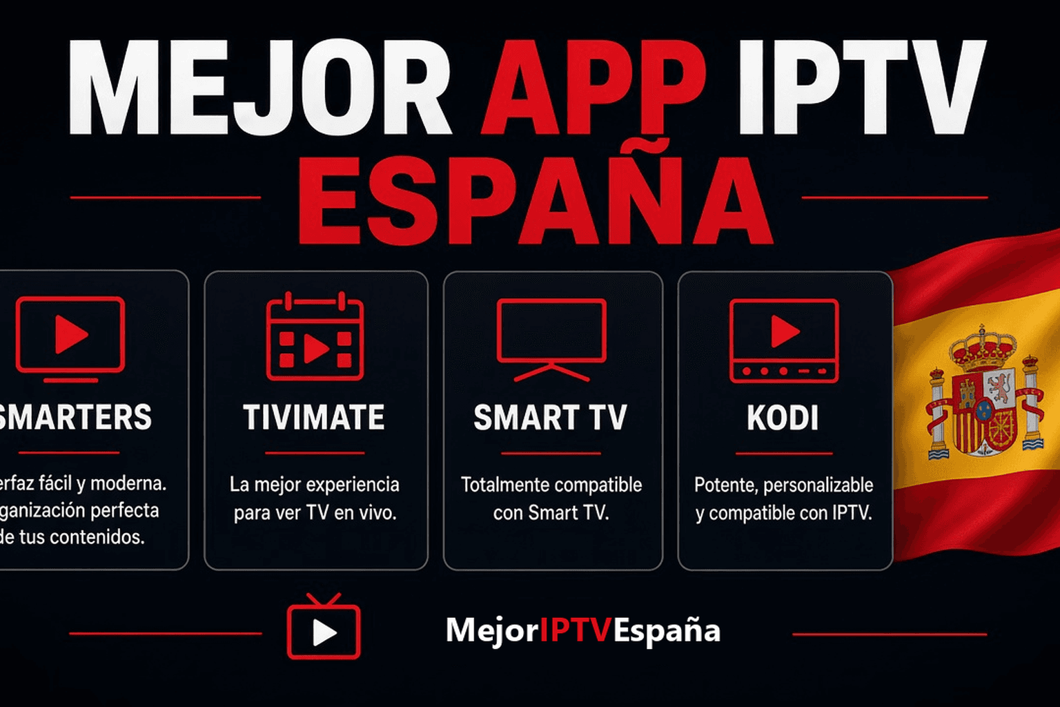 Mejor app IPTV España 2026 — comparativa de reproductores Cuadrícula de apps — mejor app IPTV España